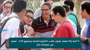 11 كلية و27 معهد بقبول طلاب الثانوية العامة بمجموع 55%.. تعرف على خياراتك الآن